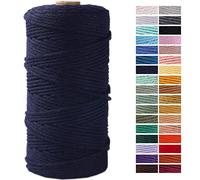ZXCDINO Dark Blue Cotton Macrame Cord, 3mm x 109Yards, Perfect for Wall Hangings, Crafts & Decorative Projects