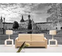 ZXCHEE Wallpaper 3D Mural Castle Architecture in Black and White Murals Wallpaper for Bedroom and Living Room Wall Decoration -ZX20132-400x280cm