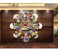 ZXCHEE Wallpaper 3D Mural Children Holding Hands On Wooden Boards Murals Wallpaper for Bedroom and Living Room Wall Decoration -ZX19862-400x280cm