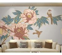 ZXCHEE Wallpaper 3D Mural Golden Relief Flower and Bird Murals Wallpaper for Bedroom and Living Room Wall Decoration -ZX23164-400x255cm