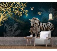ZXCHEE Wallpaper 3D Mural Golden Tree Zebra Murals Wallpaper for Bedroom and Living Room Wall Decoration -ZX28553-310x250cm