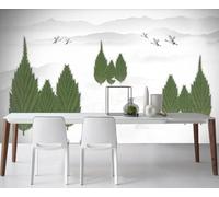 ZXCHEE Wallpaper 3D Mural Green Leaf Forest Mountain Scenery Murals Wallpaper for Bedroom and Living Room Wall Decoration -ZX23060-200x140cm