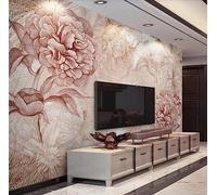 ZXCHEE Wallpaper 3D Mural Hand Drawn Pink Floral Vintage Murals Wallpaper for Bedroom and Living Room Wall Decoration -ZX21766-300x210cm