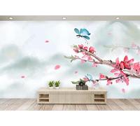 ZXCHEE Wallpaper 3D Mural Pink Flower Butterfly Murals Wallpaper for Bedroom and Living Room Wall Decoration -ZX30292-400x255cm