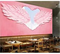 ZXCHEE Wallpaper 3D Mural Pink Love Wings Murals Wallpaper for Bedroom and Living Room Wall Decoration -ZX23894-400x280cm