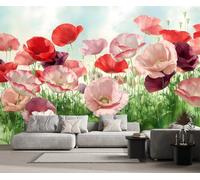 ZXCHEE Wallpaper 3D Mural Red and Pink Flowers Murals Wallpaper for Bedroom and Living Room Wall Decoration -ZX28123-400x255cm