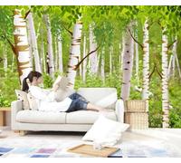 ZXCHEE Wallpaper 3D Mural White Birch Forest with Green Leaves Murals Wallpaper for Bedroom and Living Room Wall Decoration -ZX21656-200x140cm