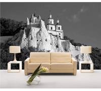 ZXCHEE Wallpaper 3D Mural White Castle On The Mountain Black and White Murals Wallpaper for Bedroom and Living Room Wall Decoration -ZX31874-310x250cm