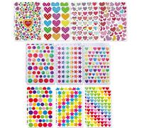 ZXCHOME 20 Sheets Children's Stickers, Children's Heart Shaped Star Dots Colourful Stickers, Children's Stickers, Peel Off for Crafts Photos Gift Scrapbooking