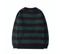 ZXCL Autumn Striped Knitted Sweater Casual Oversized Pullovers Tops Harajuku Loose Warm Jumper Women Sweaters Streetwear-L,Green black