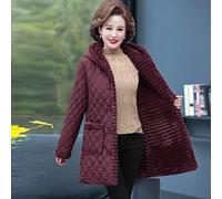 ZXCL High-end Parkas Hooded Cotton Coats Women Middle-aged Women's jacket Winter Plus Velvet Thick Elegant Mother Cloths Outwear-Burgundy,XXXL