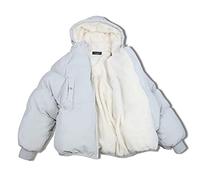 ZXCL Oversized Coats Winter Jacket Women And Men Couples Parka Hood Lambs Wool Jackets Short Cotton Winter Coat-gray with velvet,M