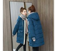 ZXCL Winter Jacket Women Parker Thick Down Cotton Jacket Large Size Mid-long Hooded Outerwear Women Warm Winter Coat-Navy Blue,XXXL