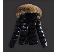 ZXCL Winter Jacket Women Shiny Down Jacket Female 2021 Slim Puffer Jacket Woman Coat Black Brown Parkas-black,M