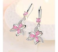 ZXCM 925 Sterling Silver Female Wedding Jewelry Crystal Flower Drop Earrings For Women