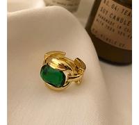 ZXCM 925 Sterling Silver Unique Design Big Emerald Gold Rings Retro Female Fashion Exaggeration Gorgeous Charm Jewelry Party