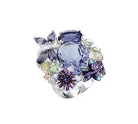 ZXCM Fashion Design Elegant Butterfly Flower Rings for Women Handmade Enamel Crystal Luxury Wedding Banquet Finger Ring Jewelry