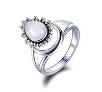 ZXCM Large Antique Moonstone Rings 925 Silver Women's Vintage Punk Jewelry Ring Unique Anniversary Party Gift