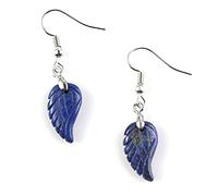 ZXCM Natural Carved Crystal Reiki Stone Earring Lapis Lazuli Amethysts Angel Wing Dangle Hook Drop Stone Women Earrings