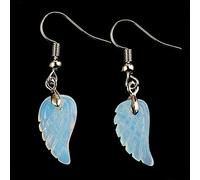 ZXCM Natural Carved Crystal Reiki Stone Earring Lapis Lazuli Amethysts Angel Wing Dangle Hook Drop Stone Women Earrings