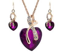 ZXCM Vintage Female Rainbow Crystal Jewelry Set Charm Gold Color Dangle Earrings For Women Simple Love Heart Wedding Chain Necklace