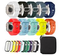 ZXCNZXVE 10 Pack Sport Compatible with Apple Watch Bands 45mm 44mm 42mm 46mm Three styles Interchangeable Straps with 10 Watch Cases & Storage Bag,For iWatch Series 10 9 8 7 6 5 4 3 Ultra