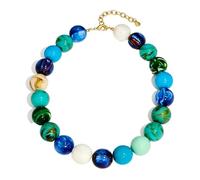Zxcog Natural Stone Chunky Necklace for Women Boho Summer Beach Bead Necklace Unique Colorful Chunky Beaded Necklaces Trendy Elegant Jewelry Accessories, L, Alloy Steel, No Gemstone