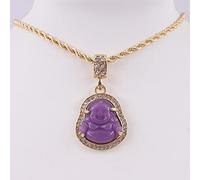 zxcs Crystal buddha pendant small size and big size hip hop men's women's rope chain necklace crystal iced out rapper singer jewelry-Purple,18 inch small 25mm
