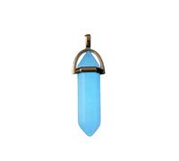 zxcs Dark Luminous Stone Fluorescent Hexagonal Column Necklace Natural Crystal Glowing in Dark Bullet Stone Pendant Leather Necklace