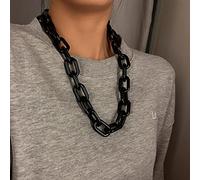 zxcs Punk Hip Hop Fashion Acrylic Link Chain Necklace Rock Gothic Chunky Plastic Choker Collar Necklace for Women Accessories-black