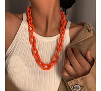 zxcs Punk Hip Hop Fashion Acrylic Link Chain Necklace Rock Gothic Chunky Plastic Choker Collar Necklace for Women Accessories-orange