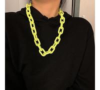 zxcs Punk Hip Hop Fashion Acrylic Link Chain Necklace Rock Gothic Chunky Plastic Choker Collar Necklace for Women Accessories-green