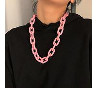 zxcs Punk Hip Hop Fashion Acrylic Link Chain Necklace Rock Gothic Chunky Plastic Choker Collar Necklace for Women Accessories-pink
