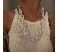 zxcs Punk Hip Hop Fashion Acrylic Link Chain Necklace Rock Gothic Chunky Plastic Choker Collar Necklace for Women Accessories-white