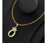 zxcs Zircon Crown Letter Necklace For Women Men Hip Hop Initial Alphabet Charm Chain Choker Pendant Necklace Jewelry Gift-O