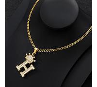 zxcs Zircon Crown Letter Necklace For Women Men Hip Hop Initial Alphabet Charm Chain Choker Pendant Necklace Jewelry Gift-H