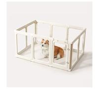 ZXCVASDF Clear Acrylic Plastic Dog Playpen Indoor,for Puppy Cat Bunny Pet Pen,Transparent Easy Assemble Foldable Whelping Box Crate Kennel Enclosure Fence for Small & Medium Dogs(4 pieces)