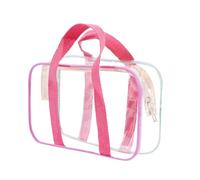 ZXCVBN Travel Toiletry Bag, Clear PVC Makeup Cosmetic Bag with Large Opening - Waterproof & Lightweight, Single Zipper, Pink for Women & Men, PINK+20*8*11cm, Simplicity