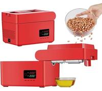 ZXCVBNMQ 600W fully automatic oil press foldable with LCD HD display, home/commercial intelligent oil press, cold press/hot press (Red)