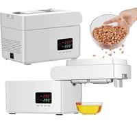 ZXCVBNMQ Automatic Oil Maker Foldable with LCD HD Display, Household/Commercial Intelligent Oil Press, for Cold Hot Squeeze (White)