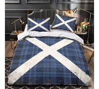 ZXCVBNMQWE Scottish flag 3D Digital Print Quilt Cover 3pc Premium Microfibre Stain-Resistant Easy Vintage design Duvet Cover 2 Pillowcases Zip Closure Bed Ensemble Couple Bedroom Single（140x200cm）