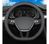 ZXCVDF for VW T-Cross C1 I 2019-2024 Steering Wheel Covers Microfiber Leather Steering Wheel Cover 37-38cm/15'' Breathable Anti-slip Protector,Black-1-D type