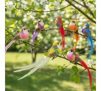 ZXCVWWE 6pcs Artificial Simulation Foam Feather Birds,Clip on Artificial Simulation Foam Bird,Feather Long Tail FeatherFake Birds for Craft Home Ornaments Garden Wedding Decoration Embellishing