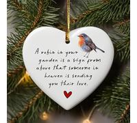ZXCVWWE A Robin In The Garden Heart, Sympathy gift, Bereavement Ornament, Bereavement Gift, Family Loss, Memorial Gift, Robin Christmas Decor, Memorial Quote Gift Keepsake