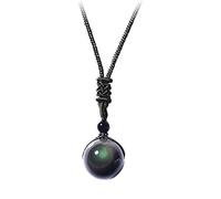 ZXCVWWE Black Obsidian Rainbow Eye Ball Necklace Transfer Lucky Love Natural Stone Buddhism four Pendant E3V0 Siz Men Neclaces For Women