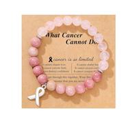 ZXCVWWE Breast Cancer Awareness Bracelets,Pink Rhinestone Ribbon Charm Beads Bracelet, Inspirational Encouragement Gifts Natural Stone Bead Ribbon Charm Bracelet for Women Girls