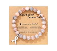 ZXCVWWE Breast Cancer Awareness Bracelets,Pink Rhinestone Ribbon Charm Beads Bracelet, Inspirational Encouragement Gifts Natural Stone Bead Ribbon Charm Bracelet for Women Girls