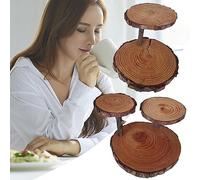 ZXCVWWE Cake Rack Buffet Display Fruitcakes Riser Botanical Decor Rustic Flower Dish Shelf Party Stand Wood Food