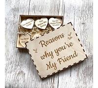 ZXCVWWE Christmas Wood Chip Love Heart Decoration, Unique Friendship Gift,Reasons Why You Are My Friend Friendship Gift,Mini Baubles,Personalized Christmas Friend Wood Gift
