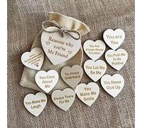 ZXCVWWE Christmas Wood Chip Love Heart Decoration, Unique Friendship Gift,Reasons Why You Are My Friend Friendship Gift,Mini Baubles,Personalized Christmas Friend Wood Gift